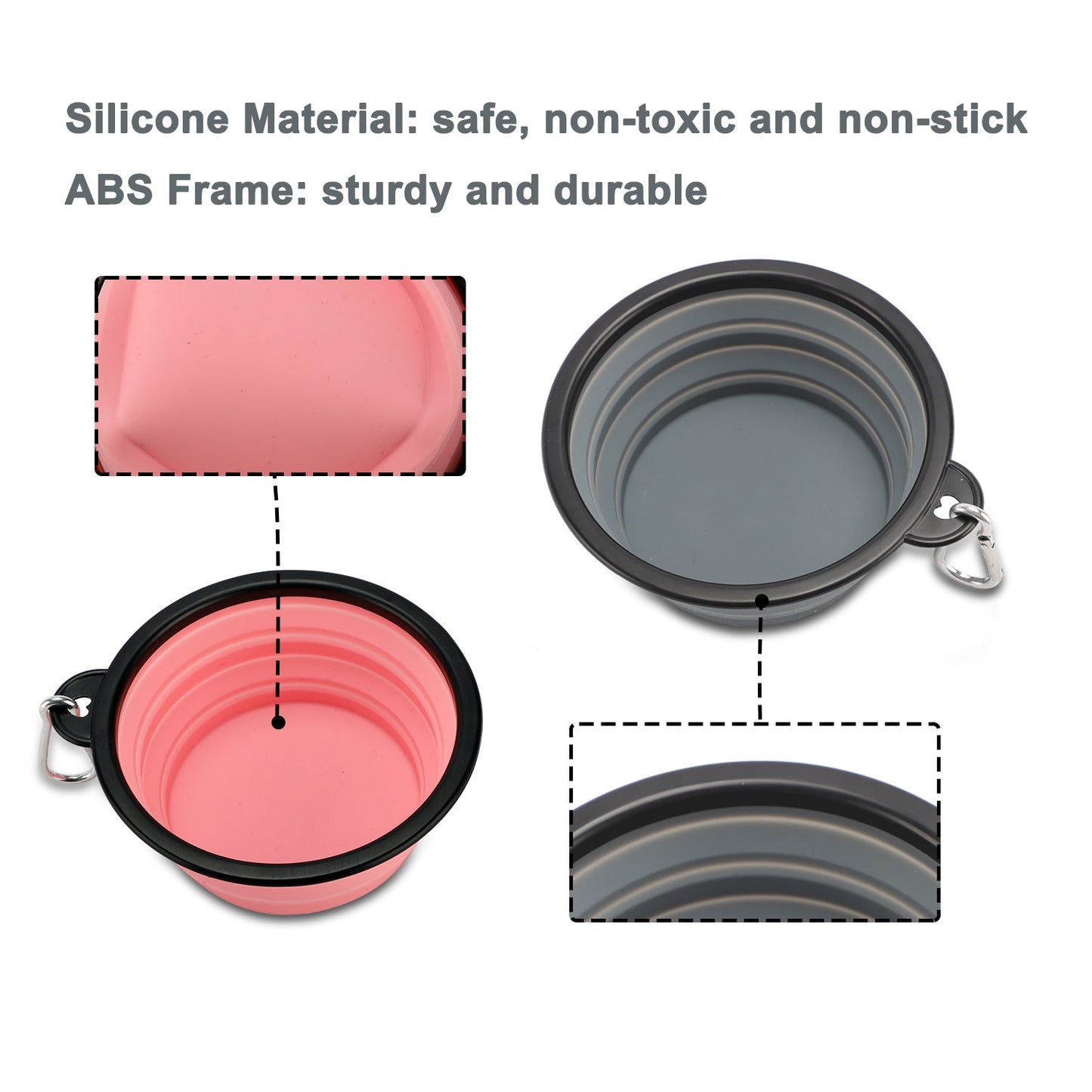 Faltbare Hundenäpfe für Reisen, 350 ml/1000 ml