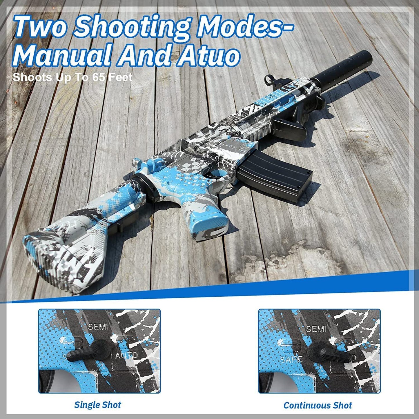 Manuelle und elektrische 2-in-1-Gel-Ball-Blaster-Spritzpistole mit 10.000 umwelt- freundliche Wasserperlen und Brille