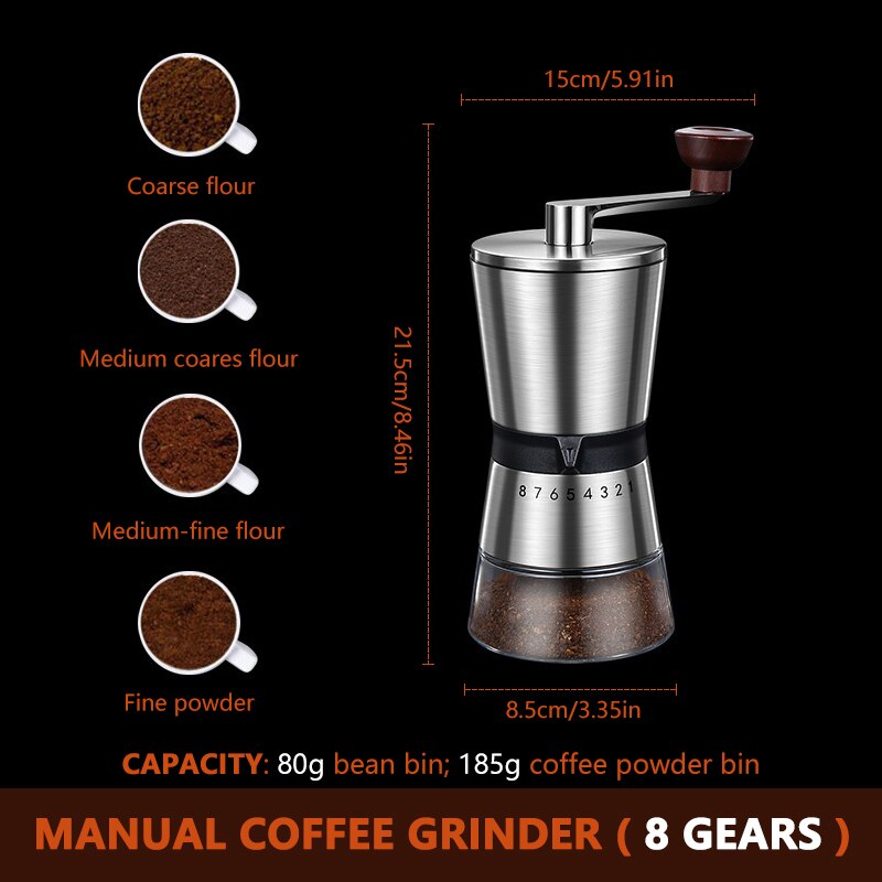 Tragbare manuelle Kaffeemühle für Zuhause mit Keramikmahlwerk